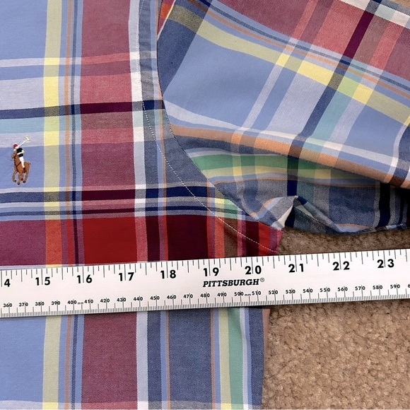 Ralph Lauren Slim Fit Stretch Oxford Multicolor Plaid Shirt - Picture 6 of 7